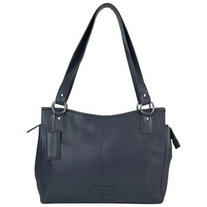 Mancini Pebble Kelsea Leather Shoulder Bag 1989 Blue Navy Leather Purse Oversize